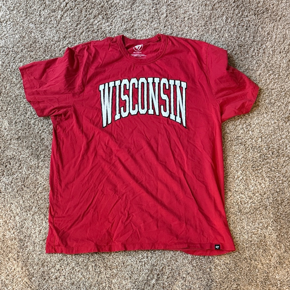 47 Brand Red Wisconsin Short Sleeve Tee